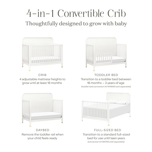 Namesake Brimsley Tambour 4-in-1 Convertible Crib in Warm White, GREENGUARDGold Certified NAMESAKE