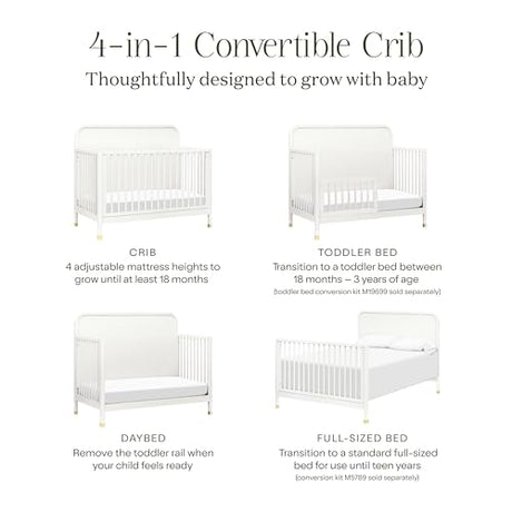 Namesake Brimsley Tambour 4-in-1 Convertible Crib in Warm White, GREENGUARDGold Certified NAMESAKE