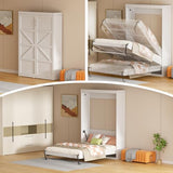 ROOMTEC Queen Size Murphy Bed with Smooth Pneumatic Lift, Space-Saving Wall Bed with Modern Cabinet Design, Easy Installation, Ideal for Guest Rooms, Home Offices, Fits 60"x80" Mattress ROOMTEC