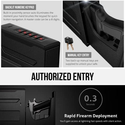 VAULTEK Essential Series Quick Access Handgun Safe with Auto Open Door and Rechargeable Lithium-ion Battery (SE20) (Slider Safe)