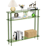 Dewrhiixe Acrylic Console Table Narrow, 3 Tier Long Entryway Table with Storage, Mid-Century Modern Sofa Table Entry Table for Living Room, Hallway (Green, 39.4“×9.4”×35.4“) Dewrhiixe