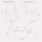 Watson & Whitely Power Recliner Chair W 3-Level LED Night Light, Swivel Glider Nursery Rocking Chair W Lumbar Pillow for Living Room, Oeko-TEX & FSC Certified, Fabric Sand