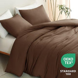 CozyLux Full Size Comforter Set Brown, 3 Pieces Solid Breathable Quilted Style Bedding Sets, Luxury Fluffy Soft Bed Set with Down Alternative Comforter for All Season (1 Comforter & 2 Pillowcases) CozyLux