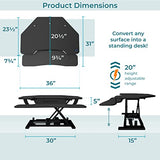 VERSADESK® PowerPro™ 36" Corner Standing Desk Converter, 36 Inch Motorized Height-Adjustable Standup Desk Riser Sit to Stand Desktop with Keyboard and Mouse Tray + USB Charging Port, Black VERSADESK