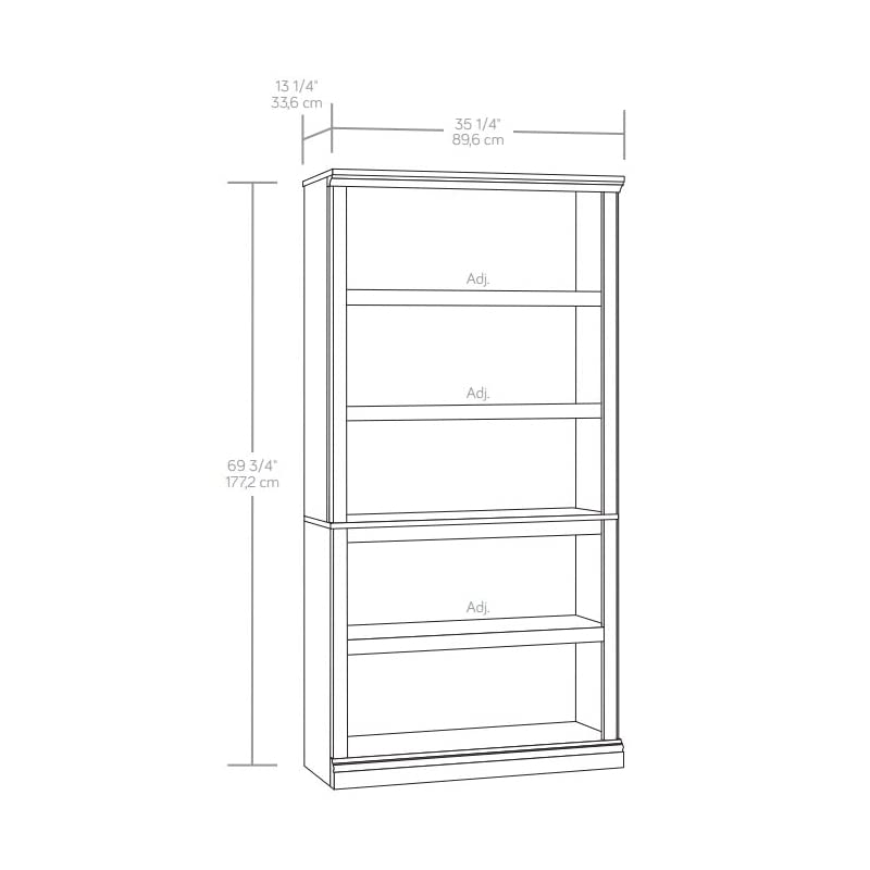Sauder 5-Shelf Display Bookcase in Glacier Oak Finish Sauder