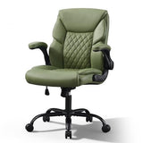 JOYNET Home Office Chair with Lumbar Support, Thickened Seat, Small PU Leather Desk Chair Swivel Rocking, Comfy Computer Chairs with Rolling Wheels & Flip up Armrests, Executive Chair |Green JOYNET