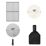 12’’ Outdoor Pizza Oven Wood Fired Pizza Oven Portable Patio Ovens Included Pizza Stone, Pizza Peel, Fold-up Legs, Cover Cooking Rack for Camping Backyard BBQ Polar Aurora