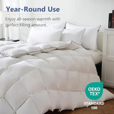 DOWNCOOL Feather Down Fiber Comforter King Size, 100% Cotton Ultra Soft Fluffy Duvet Insert King, All Season Luxurious Hotel Bedding Comforters with Corner Tabs, White 106"x90" DOWNCOOL