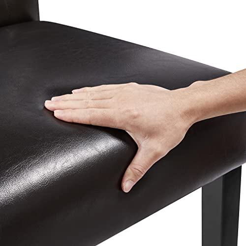 Yaheetech Set of 6 Dining Chairs Kitchen Chairs with Faux Leather Surface and Rubber Wood Legs Modern Tufted Side Chairs for Dining Room, Kitchen, Living Room, Brown Yaheetech