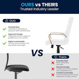 Flash Furniture Whitney Mid-Back Swivel LeatherSoft Desk Chair with Padded Seat and Armrests, Adjustable Height Padded Office Chair, White/Gold Flash Furniture