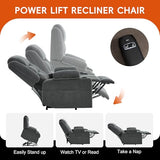Ketaiyou Electric Power Lift Recliner Chair Sofa with Massage and Heat for Elderly, USB and Type-C Ports, Cup Holders, Infinite Position (Dark Grey, Regular)
