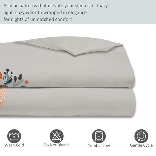 Single 61" x 79" Bedding Duvet Cover Set - Grey Minimalist Modern Fantasy Printed 3 Piece Brushed Microfiber Comforter Quilt Cover with Zipper Closure for Men and Women Generic