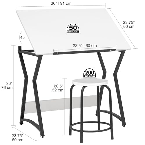 SD STUDIO DESIGNS Hourglass Craft Drafting Table, Charcoal/White - WoodArtSupply