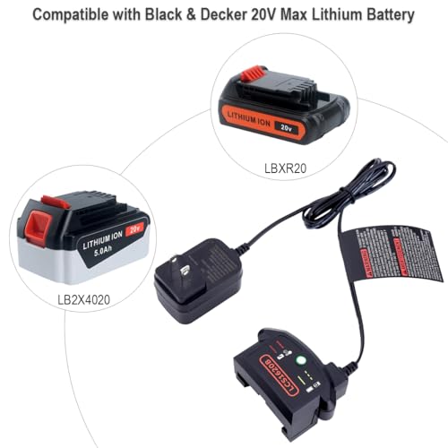 Elefly LCS1620B 20V Lithium Battery Charger Compatible with Black & Decker 20V Lithium Battery LBXR20 LB2X4020 LBXR2020-OPE LBXR2020APB LB2X3020-OPE LB2X4020-OPE - WoodArtSupply