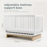 Storkcraft Santorini Deluxe 5-in-1 Convertible Crib with Bonus Toddler Guardrail (White with Driftwood) – GREENGUARD Gold Certified, Toddler Guardrail Included in Box, Fits Standard Crib Mattress Storkcraft