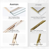 Axeman 8x10 Gold Floating Frame White Enamel Picture Frame with Metal Edge for 6x8, 5x7 up to 8x10 Photo Double Glass Floating Picture Frame for Desk Tabletop Shelf Vertical Display Axeman