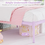 Merronix Twin Bed Frames with Headboard, Elegant Metal Bed Frame for Kids Girls, Modern Twin Size Platform Bed - No Box Spring Needed, 11.2 Inches Height Underbed Storage - Purple Merronix