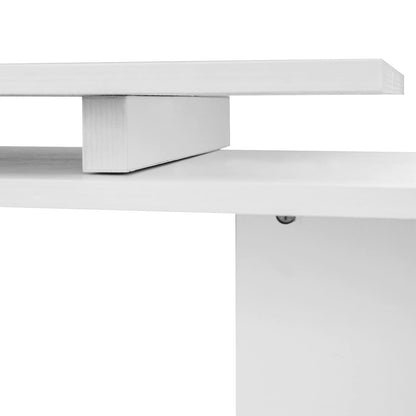 HOMCOM 55" Rotating L-Shaped Corner Desk with 3-Tier Storage Shelves in White - WoodArtSupply