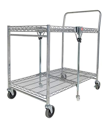 Bostitch Office Stowaway Folding Utility Cart, NSF Certified, Metal Heavy Duty Design, 23.5" x 37.5" x 39", Chrome Bostitch