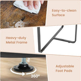 Tangkula 95" Conference Table, Large Oval Meeting Table for 10-12, 2 Cable Management Grommets, Sturdy Metal Legs, Industrial Business Training Seminar Table for Office Conference Room (Rustic Brown) Tangkula