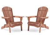 Wooden Folding Adirondack Chair Set of 2, Half Pre-Assembled Wood Lounge Chair for Outdoor Patio Garden Lawn Backyard Deck Pool Beach Firepit