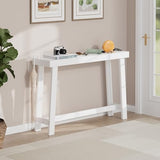 Bamboo 47.2" Narrow Console Table, Wood Farmhouse Side Table, Rectangular Entryway Table, Modern Sofa Table Behind Couch with Storage Shelves for Entrance, Living Room, Hallway, Foyer (White) Wisuce Essentials
