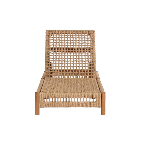 Christopher Knight Home Mercer Acacia Wood Chaise Lounge Chair Outdoor, Poolside Sun Lounger Recliner with Wicker Seat, Patio Outdoor Chaise Lounge, Adjustable Backrest Lounge Sofa, Teak+Light Brown
