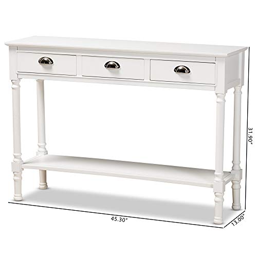 Baxton Studio Garvey French Provincial White Finished Wood 3-Drawer Entryway Console Table Baxton Studio
