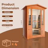 2 Person Far Infrared Sauna, Outdoor Sauna Red Cedar Wood, 2080W Low EMF 110V with 8 Heaters, Chromotherapy Lights, Oxygen Bar, Control Panel & Beauty Light for Yard, Deck, Pool, 48.8 * 38.2 * 81.9 In LINKHOO