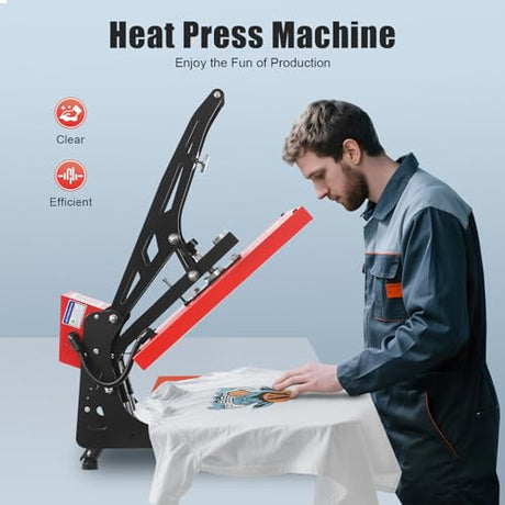 16 X 20 Inch Heat Press, 1800W Magnetic Semi-Automatic Heat Press Machine, Clamshell Slide Out Base T-Shirt Press Machine with LCD Touchscreen for T-Shirt, Mug, Hat Plate, Cap njxbrek