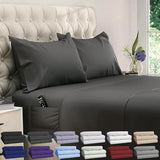 DREAMCARE Twin XL Sheet Sets - 4pc Cooling Sheets XL Twin Sheets - Twin XL Sheets up to 21” Deep Pocket – Hotel Luxury Extra Long Bed Sheets 100% Brushed Microfiber with Side Pocket - Gray DREAMCARE