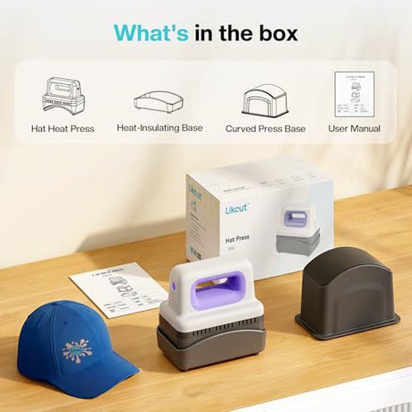 Likcut Hat Press SZ01, Lightweight Hat Press Heat Machine for Caps with 4 Heating Levels, 10min Auto-Off, for Vinyl, Sublimation, Heat Transfer Projects LIKCUT