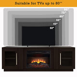 Cheerway 3D Fireplace TV Stand for TVs up to 80’’, Wooden Media Entertainment Center Table & TV Cabinets w/Storage Shelves & Barn Door, Electric Fireplace w/Remote Control Cheerway
