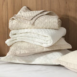Grassix Linen Quilt Set King Size 3-Piece, 100% Linen Front & Cotton Back, Prewashed Diamond Stitch Bedspread with 2 Shams, Lightweight Breathable Quilt for Hot Sleepers, Modern Farmhouse Bedding Grassix