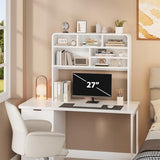 Homiflex 5-Tier Desk Shelf, 37.4''W Desktop Bookshelf for Computer Monitor, Desktop Organizer Shelf Storage Rack with 6 Cubbies, 5-Level Desk Hutch Display Rack for Home, Office, Dorm, Vanity, White Homiflex