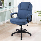 CLATINA Blue Cloth Office Chair Fabric Covered Desk Chair, Adjustable Height Swivel Chairs Ergonomic Executive Chair with Arms and Wheels Comfortable Upholstered 350 LBS CLATINA