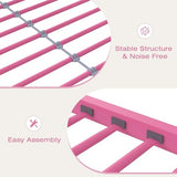VECELO Bunk Bed Twin Over Twin, Metal Bunkbeds with Ladder and Full-Length Guardrail, No Box Spring Needed, Space Saving, Noise Free, Light Pink VECELO