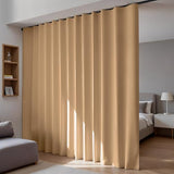 Doeiez Room Divider Blackout Curtains Flexible Sliding Tracks Sets Ceiling Mounted Rod Window Curtain Privacy Separation for Bedroom Living Rooms,1 Panel Khaki Drape and Black Track Set-W72xH84 in Doeiez
