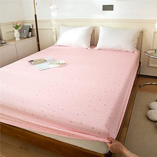 LifeTB Floral Print Fitted Sheet Twin Pink White Flower Bedding Sheet Deep Pocket Cotton Bed Sheet Garden Flower Branch Mattress Cover Pink Floral Fitted Sheet for Girl Women Kids Teen LifeTB
