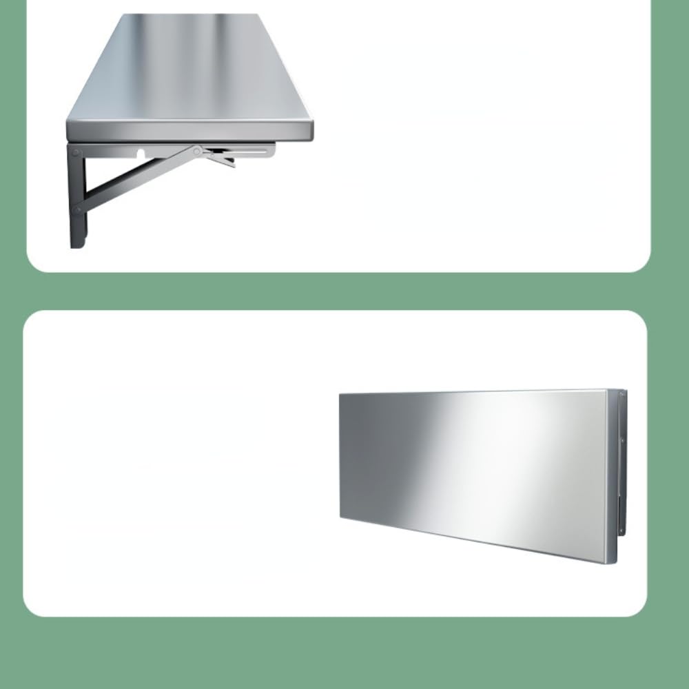 Lumclaw 23.6 * 16in Medium Stainless Steel Folding Wall Shelf | Food Truck | Kitchen, Restaurant, Garage, Laundry, Utility Room Folding Concession Shelf Lumclaw