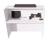 UGOS ICN 53" Modern Reception Desk, Multifunctional Modern Transaction Counter Top, Laminate Desktop, Standing Front Table for Office, Home, School, Salon, Spa - White & Anthracite Gray UGOS