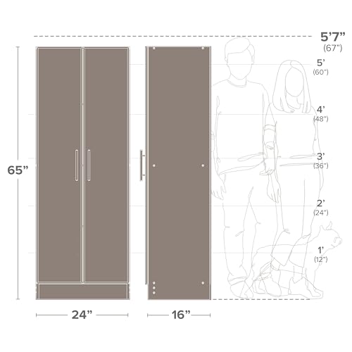 Prepac Elite 24" Storage Cabinet, Black Storage Cabinet, Bathroom Cabinet, Pantry Cabinet with 3 Shelves 16" D x 24" W x 65" H, BES-2464 Prepac