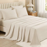 Litanika California King Comforter Set Beige - 7 Pieces Bed in a Bag Cal King Bedding Comforter Sets, Plain Lightweight Bed Set with Comforter, Sheets, Pillowcases & Shams Litanika