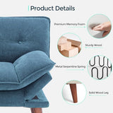 LINSY HOME Futon Sofa Bed, 70" Chenille Futon Couch with Adjustable Backrest Armrest, 3 in 1 Convertible Comfy Loveseat Sleeper Sofa Bed for Small Spaces Dorm Room Apartment Home Office, Blue LINSY HOME