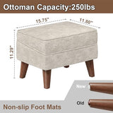 FAGAGA Ottoman Foot Rest, Footstool Ottoman with Adjustable Cover, Modern Foot Stool, Ottoman with Storage for Living Room, Bedroom, Dorm (Beige) FAGAGA