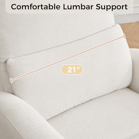 AEMEIOS Swivel Rocker Recliner, Manual Swivel Glider Nursery Recliner Chair with Adjustable Headrest and Lumbar Support, Rocking Recling Chairs for Small Space, Living Room, Bedroom, White AEMEIOS