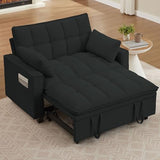 Portaforta Sleeper Sofa with Pull Out Couch Bed, 48.43" Convertible Pull-Out Sofa Bed Chair, 3-in-1 Futon Couch with Reclining Backrest and Side Pockets for Living Room Bedroom Apartment, Light Grey Portaforta