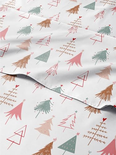 Queen Christmas Tree Sheet Set - Holiday Xmas Pattern Bedding Set - Deep Pockets - Snug Fit - 4 Piece - Wrinkle Free & Easy Care - Comfy Festive Winter - Holiday Sheets for Women, Men, Kids & Teens CGK Unlimited