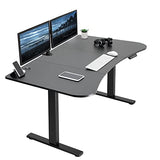 VIVO Electric Height Adjustable 63 x 32 inch Stand Up Desk, Black Table Top, Black Frame, Standing Workstation with Preset Controller, 1B Series, DESK-KIT-1B1B VIVO