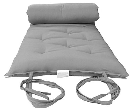 D&D Futon Furniture Traditional Japanese Floor Rolling Futon Mattress, Foldable Bed (Gray, 80 x 39 x 3 (in) Twin Size) D&D Futon Furniture